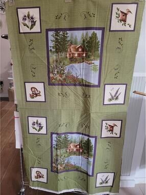 Holly Taylor for Moda Fabrics "Lady Slipper Lodge" panel Lake Cabin 24 x 44